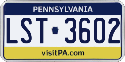 PA license plate LST3602