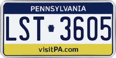 PA license plate LST3605