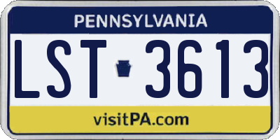 PA license plate LST3613