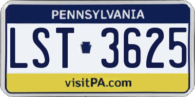 PA license plate LST3625