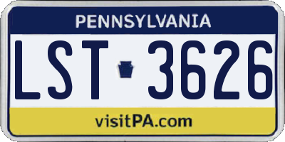 PA license plate LST3626