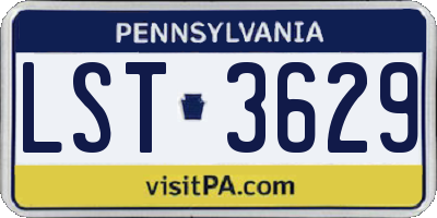 PA license plate LST3629