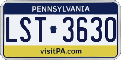 PA license plate LST3630