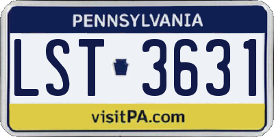 PA license plate LST3631
