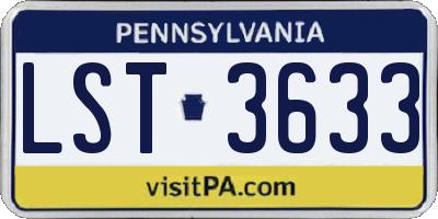 PA license plate LST3633