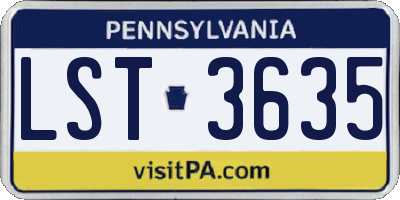 PA license plate LST3635