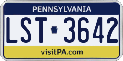 PA license plate LST3642
