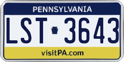 PA license plate LST3643