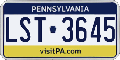 PA license plate LST3645