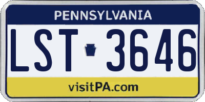 PA license plate LST3646