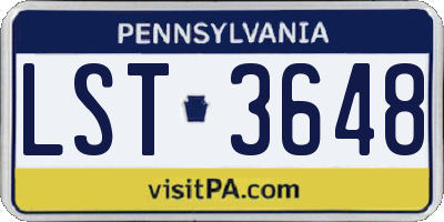 PA license plate LST3648