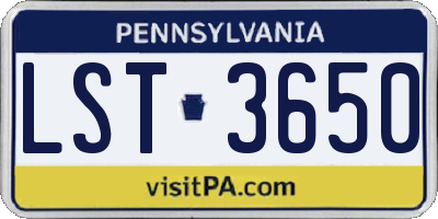 PA license plate LST3650