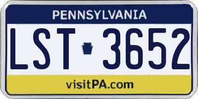 PA license plate LST3652