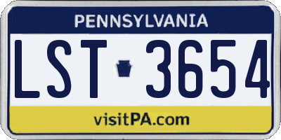 PA license plate LST3654
