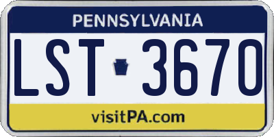 PA license plate LST3670