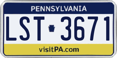PA license plate LST3671