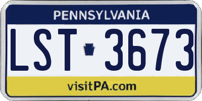 PA license plate LST3673