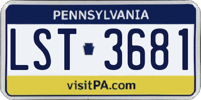 PA license plate LST3681