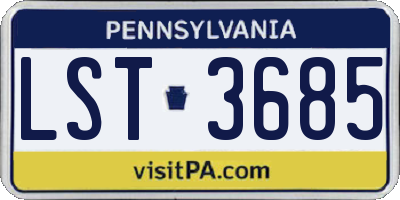 PA license plate LST3685