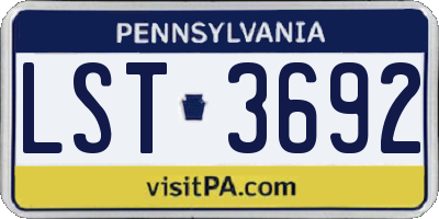 PA license plate LST3692