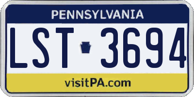 PA license plate LST3694