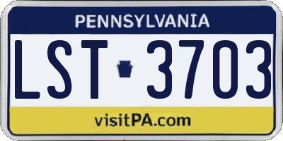 PA license plate LST3703