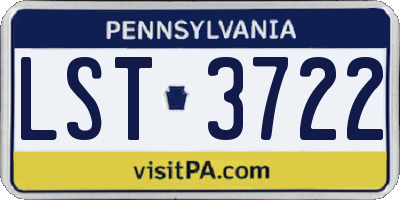 PA license plate LST3722