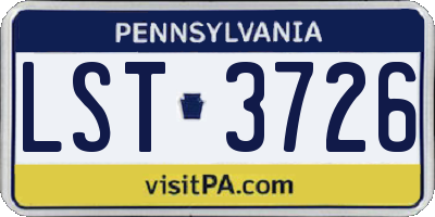 PA license plate LST3726