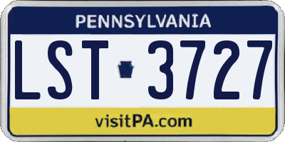 PA license plate LST3727