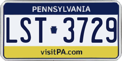 PA license plate LST3729