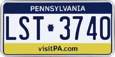 PA license plate LST3740