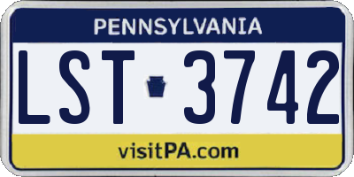 PA license plate LST3742