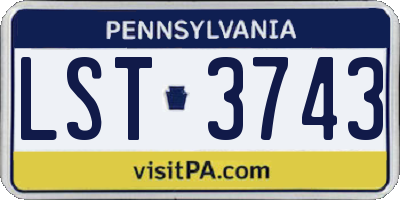 PA license plate LST3743