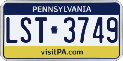 PA license plate LST3749