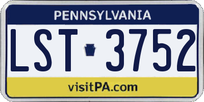 PA license plate LST3752
