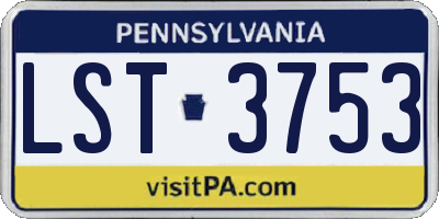 PA license plate LST3753