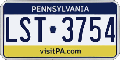 PA license plate LST3754