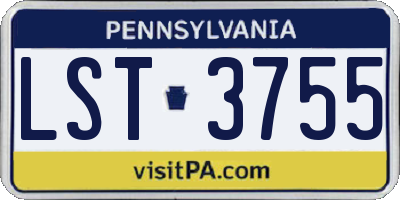 PA license plate LST3755