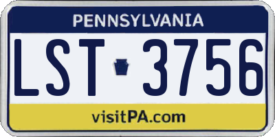 PA license plate LST3756