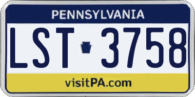 PA license plate LST3758