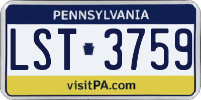 PA license plate LST3759