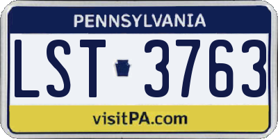 PA license plate LST3763