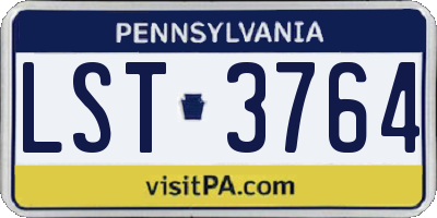 PA license plate LST3764