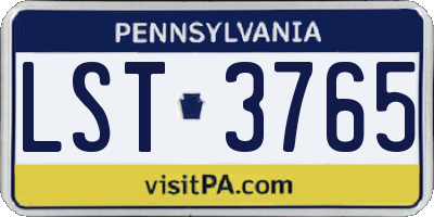 PA license plate LST3765