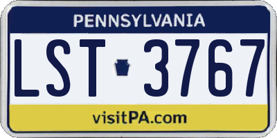 PA license plate LST3767