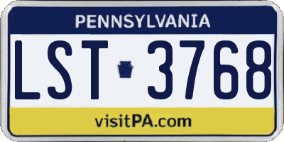 PA license plate LST3768