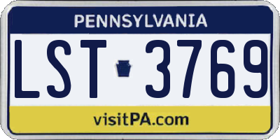 PA license plate LST3769
