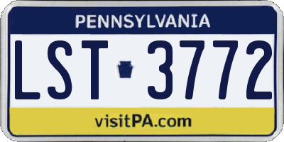 PA license plate LST3772