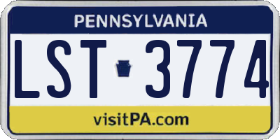 PA license plate LST3774