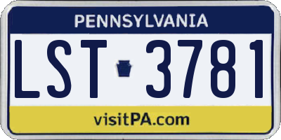 PA license plate LST3781